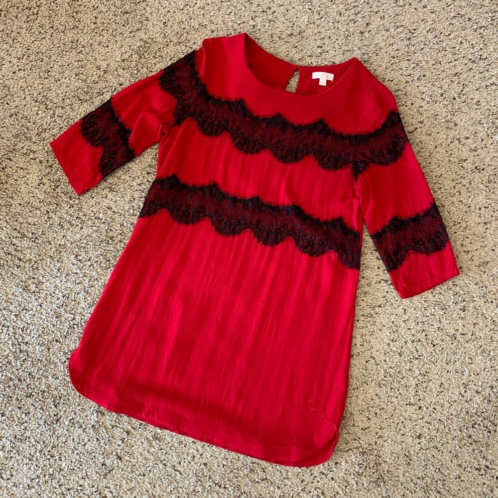 Red with Black Lace Charming Charlie Dress, S